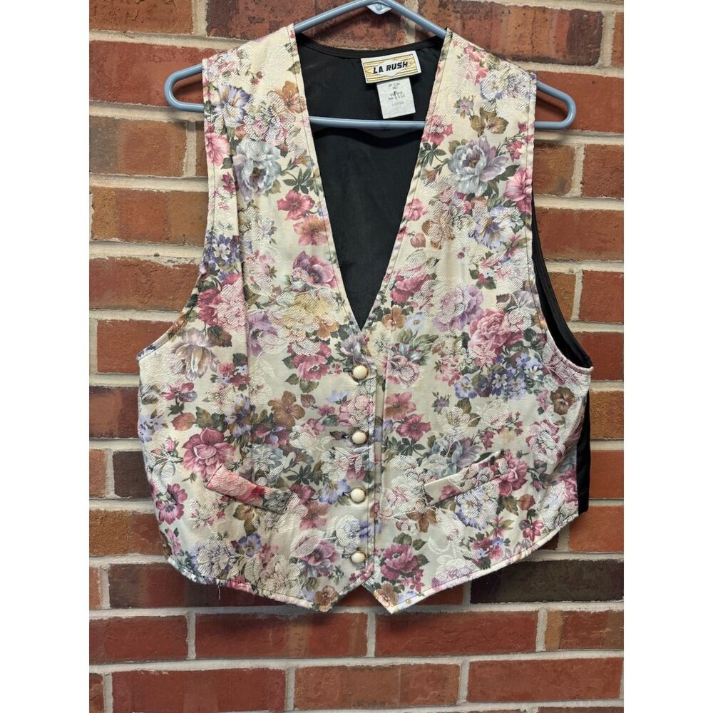 Vintage L.A. Rush Floral Tapestry Vest Size L